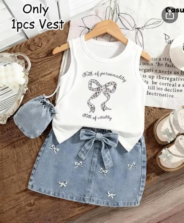 A Cute Tank Top with Leopard print And Bow Design