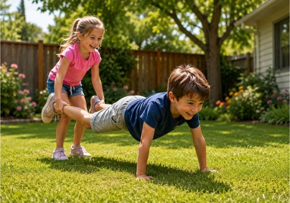 kids doing heavy work activity wearing durable reinforced knee pants