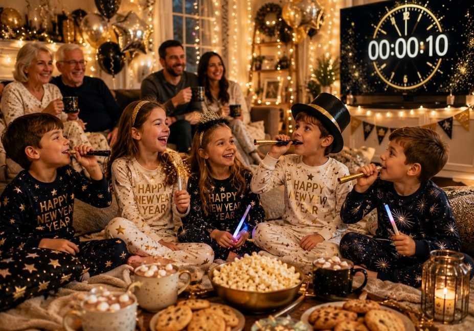 kids New Year's Eve cozy outfit pajamas family countdown activity